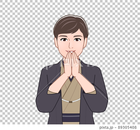 和服を着た若いイケメンの男性 89305408