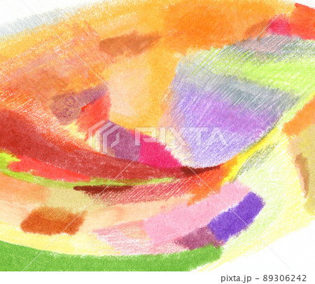 クレヨン、色鉛筆で描いた秋の配色の背景テクスチャ_横 89306242