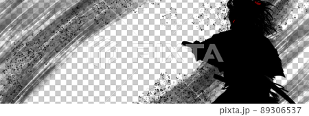 Sengoku period Young samurai sword fighting duel scene Paper-cutting monochrome silhouette illustration Sengoku period Young samurai sword fighting duel scene Paper-cutting monochrome silhouette illustration 89306537