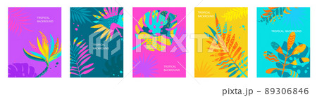Set bright tropical themed summer backgrounds. Set bright tropical themed summer backgrounds. 89306846