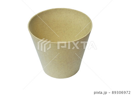 brown plastic bin arranging on white background 89306972