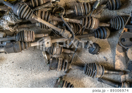 parts of dismantled cars at the car wreck 89306974