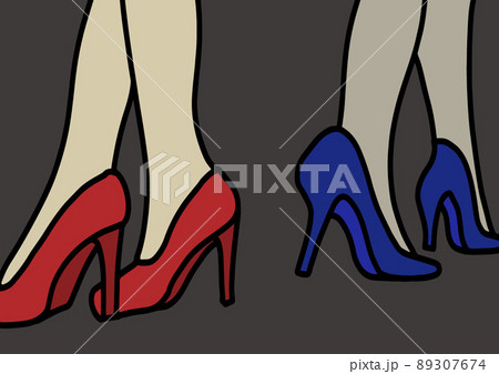 意味深な雰囲気のハイヒールを履く女性達のイラスト素材