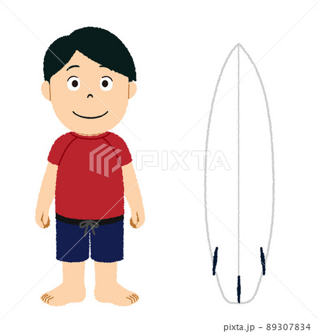 サーフィン男子のイラスト 89307834