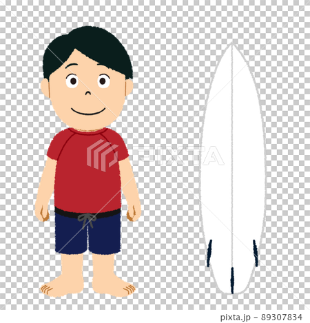 サーフィン男子のイラスト 89307834