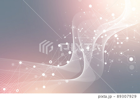 Scientific illustration genetic engineering and gene manipulation concept. DNA helix, DNA strand, molecule or atom, neurons. Abstract structure for Science or medical background. CRISPR CAS9. 89307929