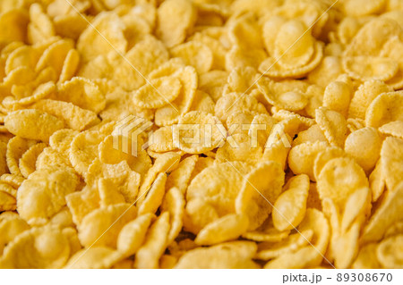 Corn flakes background and texture. Top view. 89308670