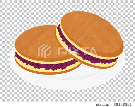 銅鑼燒白盤水彩風格 89308891