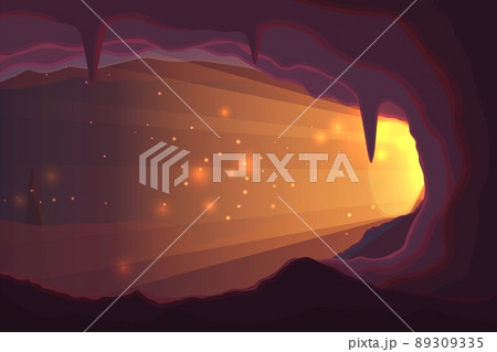 Cartoon empty magic cave in mountain or rock. Hideout, fabulous secret place for traveller adventure. Stone inside, fairy or gnomes home, tale vector landscape 89309335