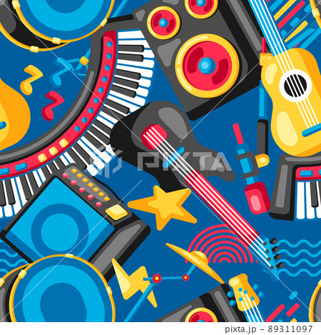 Seamless pattern with musical instruments. Music party background. Seamless pattern with musical instruments. Music party background. 89311097