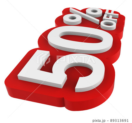 Sale tag number for 50% discount promotion. 3D illustration Sale tag number for 50% discount promotion. 3D illustration 89313691