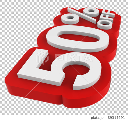 Sale tag number for 50% discount promotion. 3D illustration Sale tag number for 50% discount promotion. 3D illustration 89313691