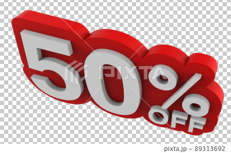 Sale tag number for 50% discount promotion. 3D illustration Sale tag number for 50% discount promotion. 3D illustration 89313692