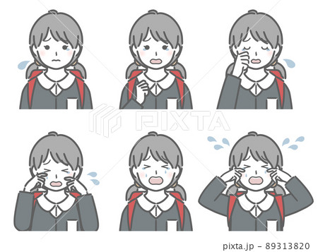 泣く表情の強弱　小学生女子 89313820