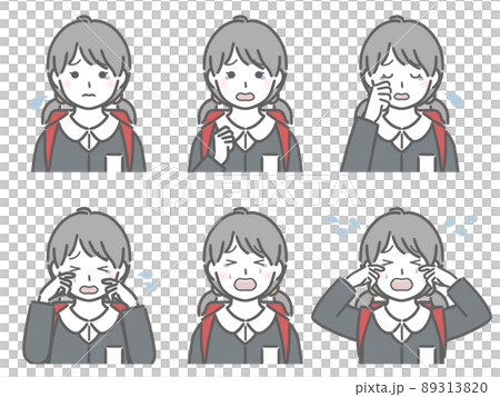泣く表情の強弱　小学生女子 89313820