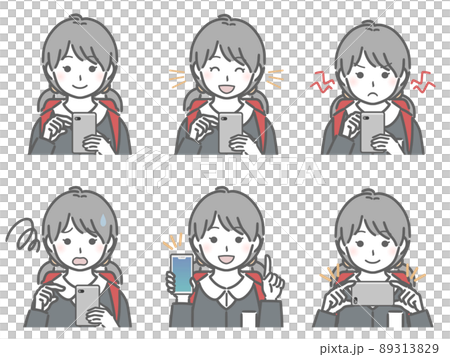 Elementary school girls operating smartphones Elementary school girls operating smartphones 89313829