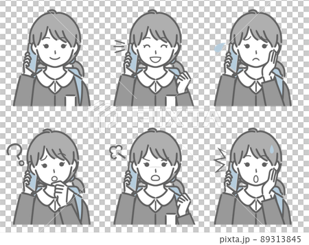 Elementary school girls talking on a smartphone 89313845