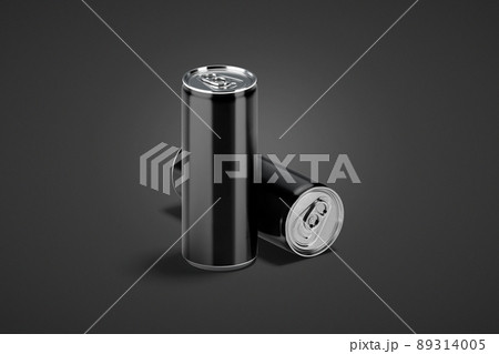 Blank black aluminum 500 ml soda can mockup, stand and lying Blank black aluminum 500 ml soda can mockup, stand and lying 89314005