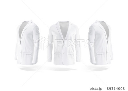 Blank white men blazer mockup, front and side view Blank white men blazer mockup, front and side view 89314008