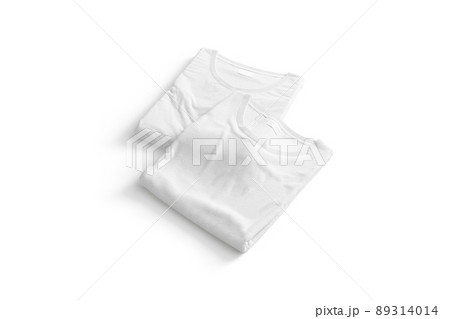 Blank white folded square t-shirt mock up pair, side view 89314014