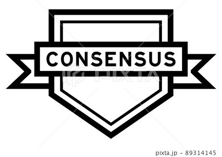 Vintage color pentagon label banner with word consensus on white background 89314145