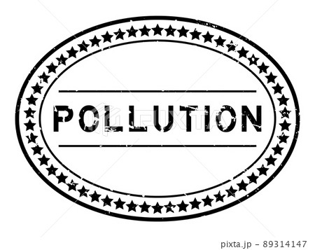 Grunge black pollution word oval rubber seal stamp on white background 89314147