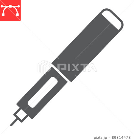 Insulin pen glyph icon, diabetic syringe and healthcare, insulin injection pen vector icon, vector graphics, editable stroke solid sign, eps 10. 89314478
