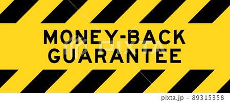 Yellow and black color with line striped label banner with word money-back guarantee Yellow and black color with line striped label banner with word money-back guarantee 89315358