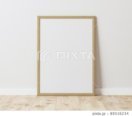 Blank Vertical wooden frame on wooden floor with white wall, 3:4 ratio, 30x40 cm, 18x24 inches, poster frame mock up, 3d rendering Blank Vertical wooden frame on wooden floor with white wall, 3:4 ratio, 30x40 cm, 18x24 inches, poster frame mock up, 3d rendering 89316234