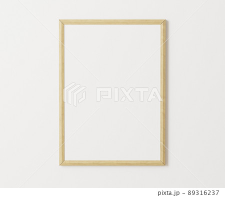 Wooden frame mockup on white wall, 3:4 ratio, 30x40 cm, 18x24". empty poster frame mock up,. 3d rendering 89316237