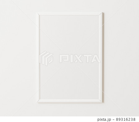 White frame mockup on white wall, 3:4 ratio, 30x40 cm, 18x24". empty poster frame mock up,. 3d rendering 89316238