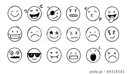 Doodle Emoji face icon set 89316581