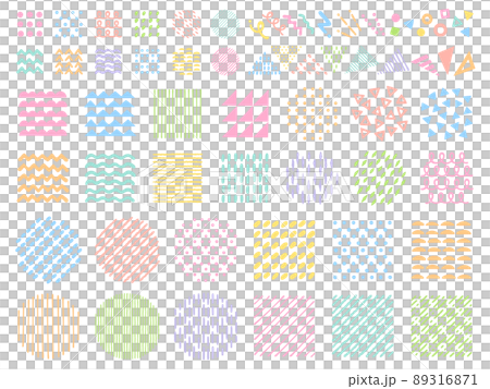 カラフルな手描き風の幾何学模様アイコンセット 89316871