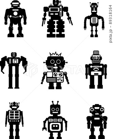 Set of silhouette robots 89318164