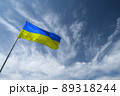 Ukrainian blue and yellow flag opposite the sky 89318244