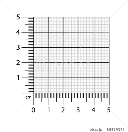 Corner ruler from on the graph grid paper. Corner ruler vector. Size indicators set isolated on background. Unit distances. Concept graphic element. Measuring scales 89319321