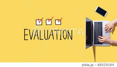 Evaluation with person working with laptop 89320164