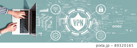 VPN concept with person using a laptop VPN concept with person using a laptop 89320165
