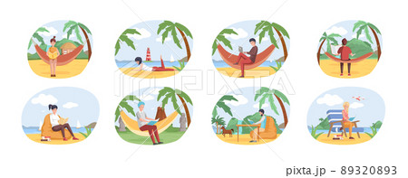 Reading people flat character set with books magazines literature isolated vector illustration 89320893
