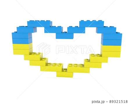 An abstract heart made of toy bricks in the national colors of Ukraine An abstract heart made of toy bricks in the national colors of Ukraine 89321518