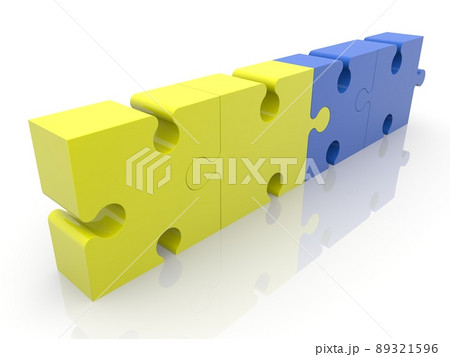 Four puzzle pieces are connected in one row in the national colors of Ukraine Four puzzle pieces are connected in one row in the national colors of Ukraine 89321596