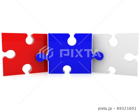 An abstract concept of three interconnected puzzle pieces in Russian national colors An abstract concept of three interconnected puzzle pieces in Russian national colors 89321601