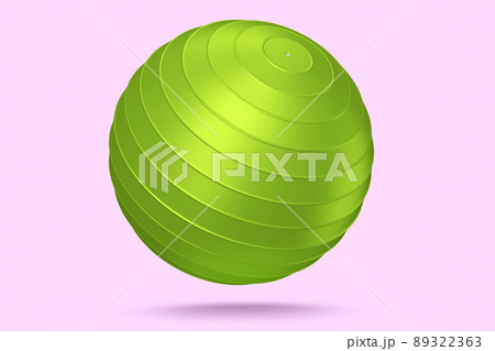 Green fitball or fitness ball isolated pink background. 3d rendering of sport equipment for fitness, yoga and active workout 89322363