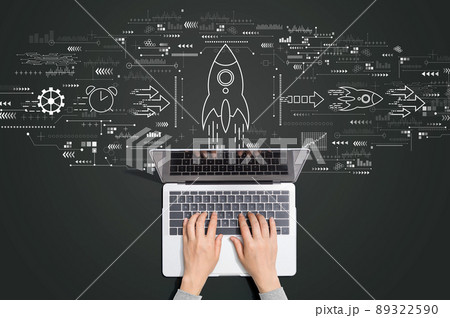 Rapid growth concept with person using laptop 89322590