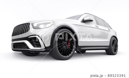 An expensive, ultra-fast sports SUV car for exciting driving in the city, on the highway and on the race track. 3D model of a white car on a white isolated background. 3d rendering. An expensive, ultra-fast sports SUV car for exciting driving in the city, on the highway and on the race track. 3D model of a white car on a white isolated background. 3d rendering. 89323391