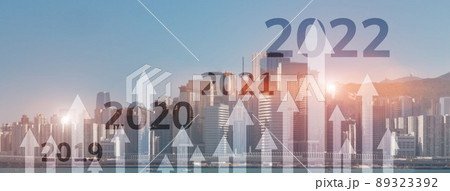 2022 concept. Graph of economics growth. Corpotare concept new year. Mixed Media 2022 concept. Graph of economics growth. Corpotare concept new year. Mixed Media 89323392