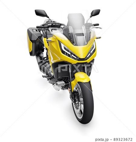 Tokyo, Japan. April 29, 2022: Honda NT1100. yellow motorcycle on a white background, designed for convenient urban movement. 3d illustration 89323672