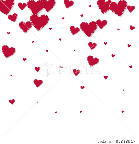 Red heart love confettis. Valentine's day gradient tempting background. Falling stitched paper hearts confetti on white background. Exotic vector illustration. Red heart love confettis. Valentine's day gradient tempting background. Falling stitched paper hearts confetti on white background. Exotic vector illustration. 89323917