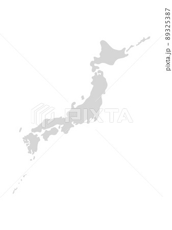 かわいい手書きの日本地図 薄いグレーのシンプルな日本列島のイラスト素材
