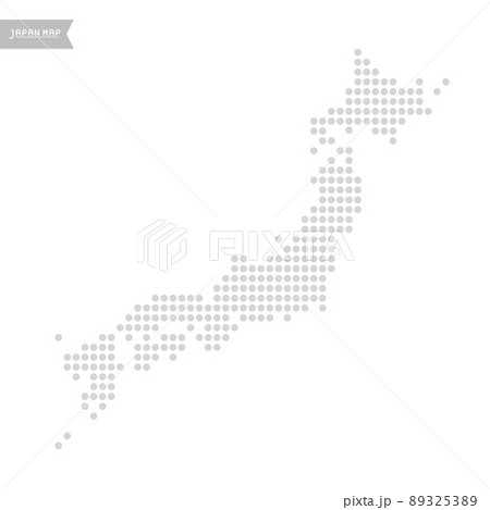 ドットで描いた日本地図:薄いグレーのシンプルな日本列島 ドットで描いた日本地図:薄いグレーのシンプルな日本列島 89325389